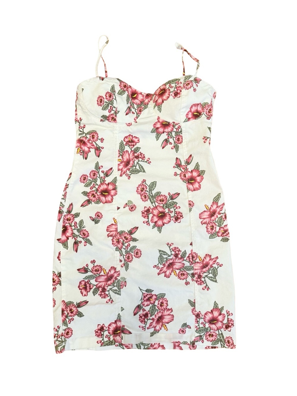 H&M Divided White Dress with Pink Floral Print
